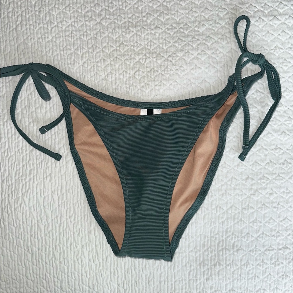 J. Crew Bikini Bottoms Dark green/blue Textured tie